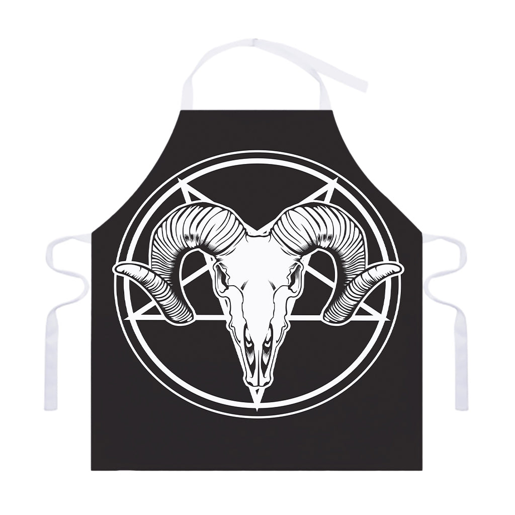 Satan Goat Skull Pentagram Print Adjustable Apron