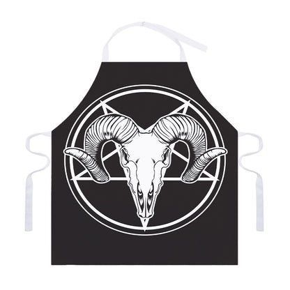 Satan Goat Skull Pentagram Print Adjustable Apron