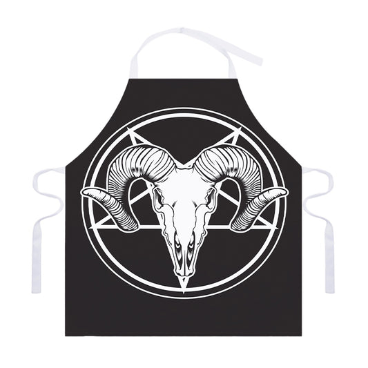 Satan Goat Skull Pentagram Print Adjustable Apron