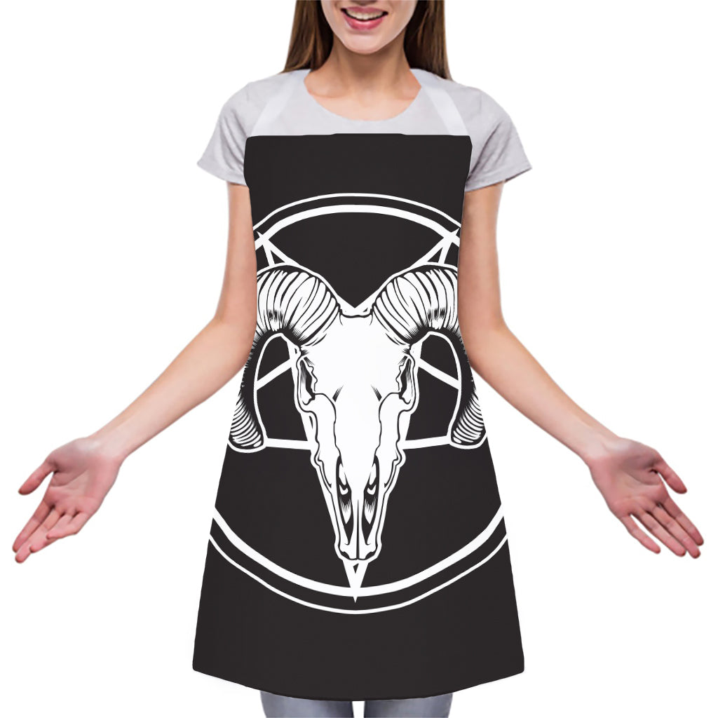 Satan Goat Skull Pentagram Print Adjustable Apron