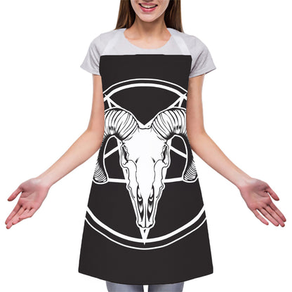 Satan Goat Skull Pentagram Print Adjustable Apron