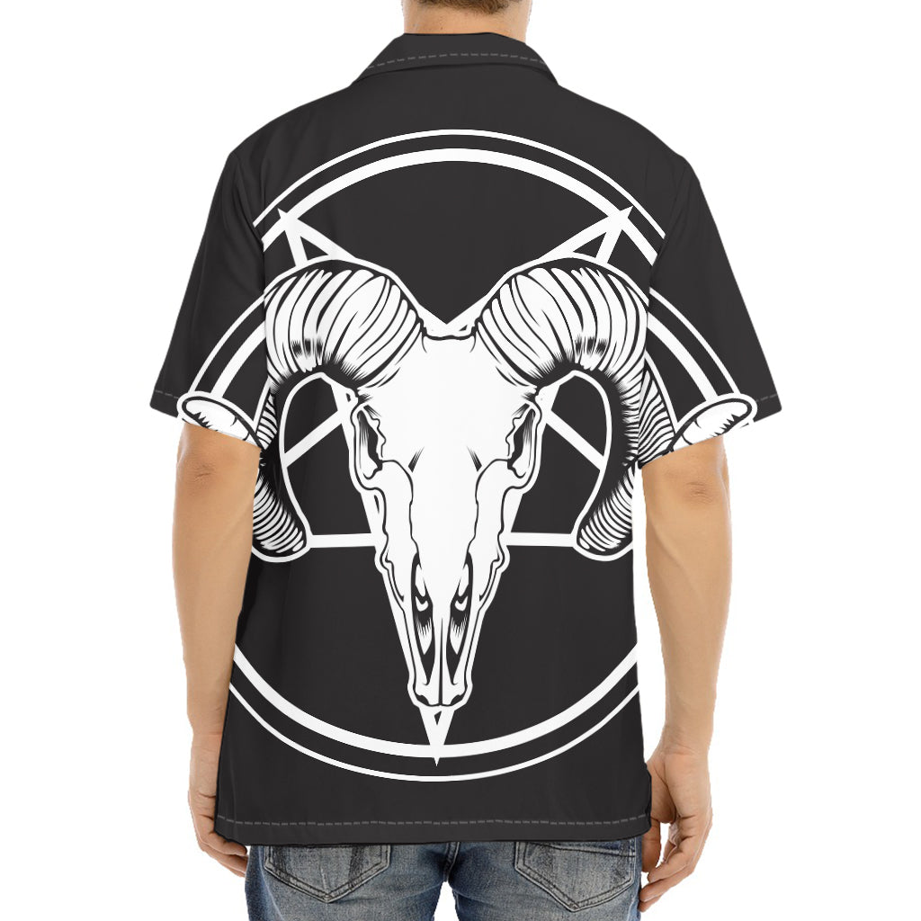Satan Goat Skull Pentagram Print Aloha Shirt