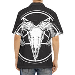Satan Goat Skull Pentagram Print Aloha Shirt