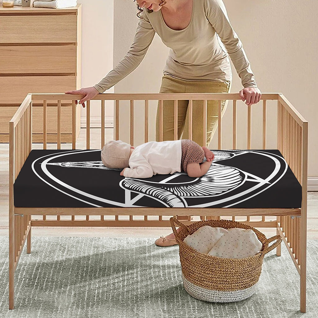 Satan Goat Skull Pentagram Print Baby Crib Sheet