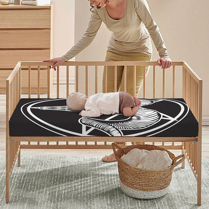 Satan Goat Skull Pentagram Print Baby Crib Sheet