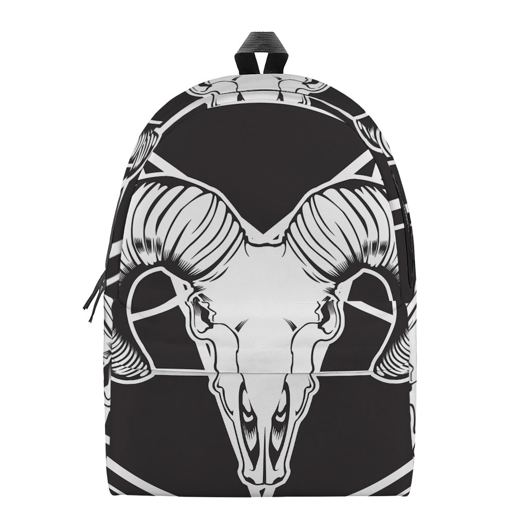 Satan Goat Skull Pentagram Print Backpack