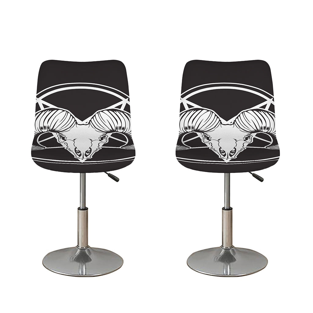 Satan Goat Skull Pentagram Print Bar Stool Covers