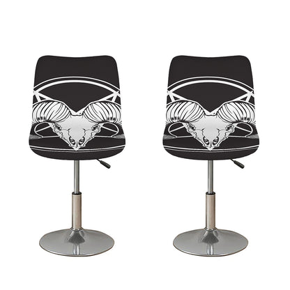 Satan Goat Skull Pentagram Print Bar Stool Covers