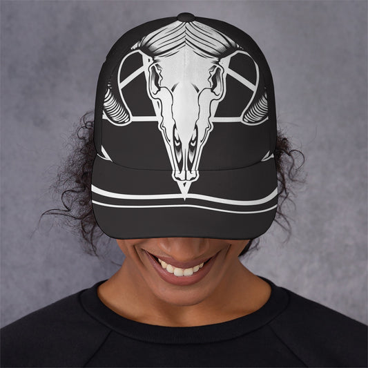 Satan Goat Skull Pentagram Print Baseball Cap