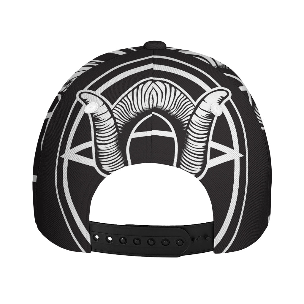 Satan Goat Skull Pentagram Print Baseball Cap