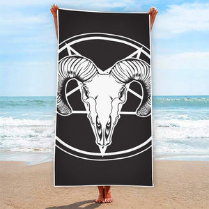 Satan Goat Skull Pentagram Print Beach Towel