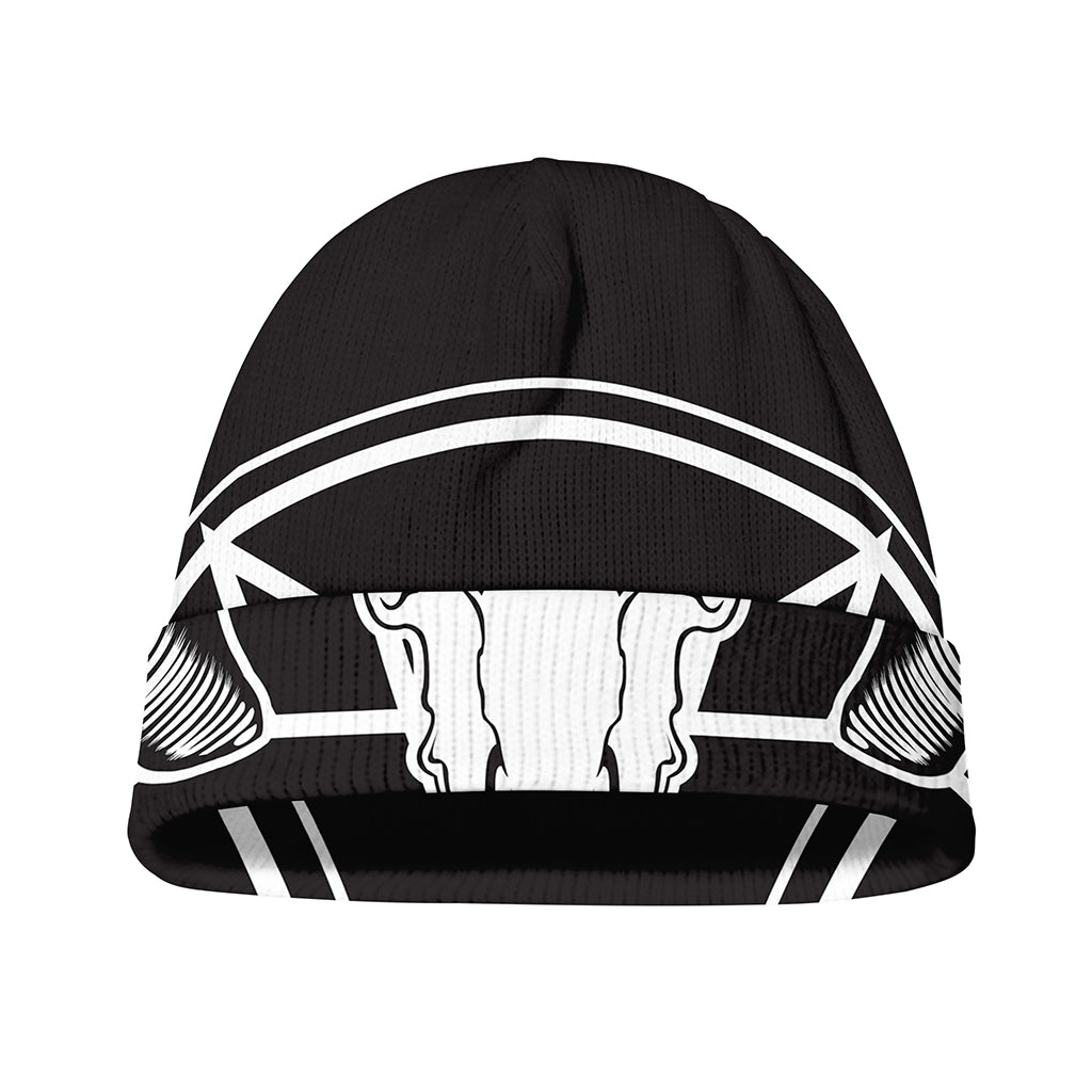 Satan Goat Skull Pentagram Print Beanie