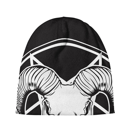 Satan Goat Skull Pentagram Print Beanie