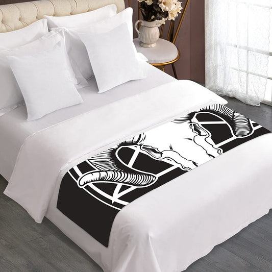 Satan Goat Skull Pentagram Print Bed Runner
