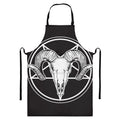 Satan Goat Skull Pentagram Print Bib Apron With Pocket