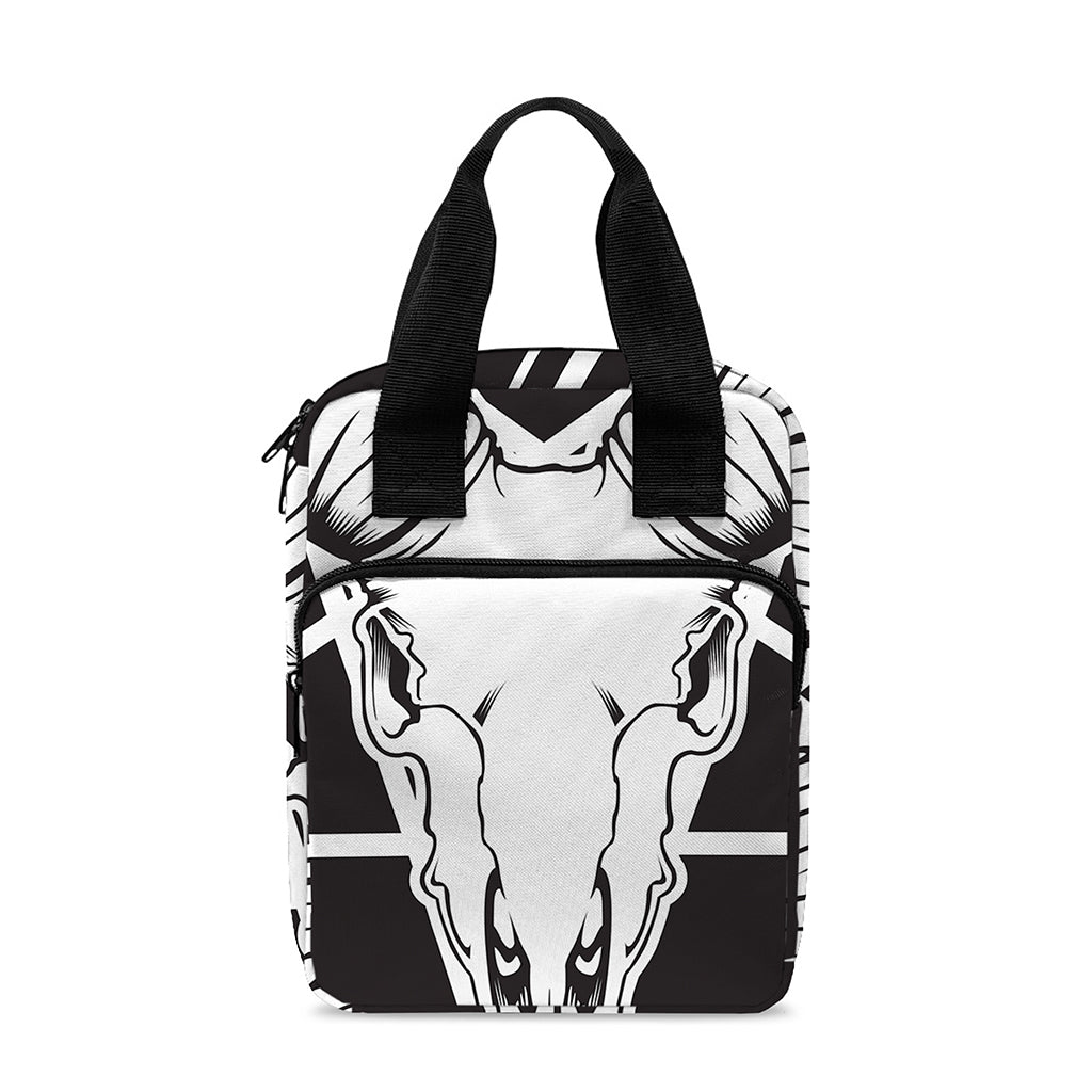 Satan Goat Skull Pentagram Print Bible Tote Bag