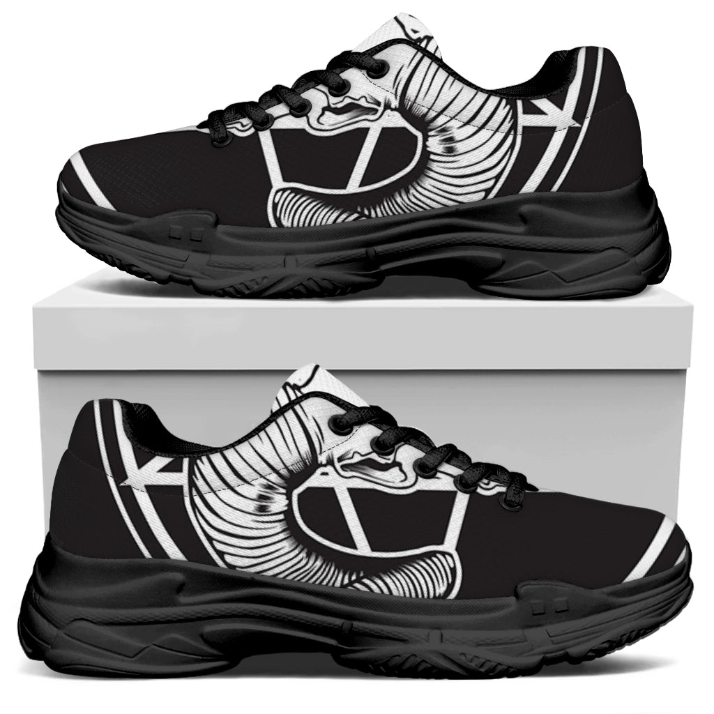 Satan Goat Skull Pentagram Print Black Chunky Shoes