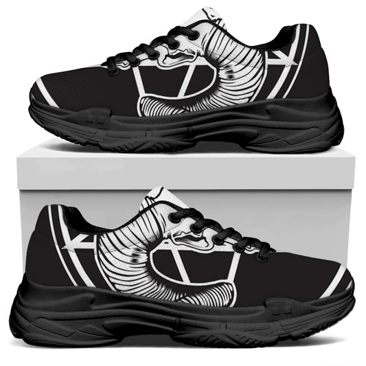 Satan Goat Skull Pentagram Print Black Chunky Shoes