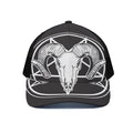 Satan Goat Skull Pentagram Print Black Mesh Trucker Hat