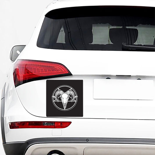Satan Goat Skull Pentagram Print Car Sticker