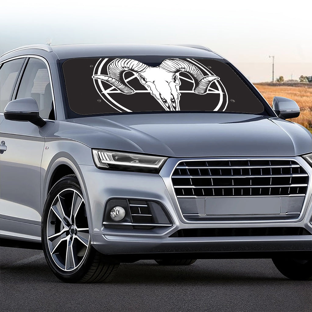 Satan Goat Skull Pentagram Print Car Windshield Sun Shade