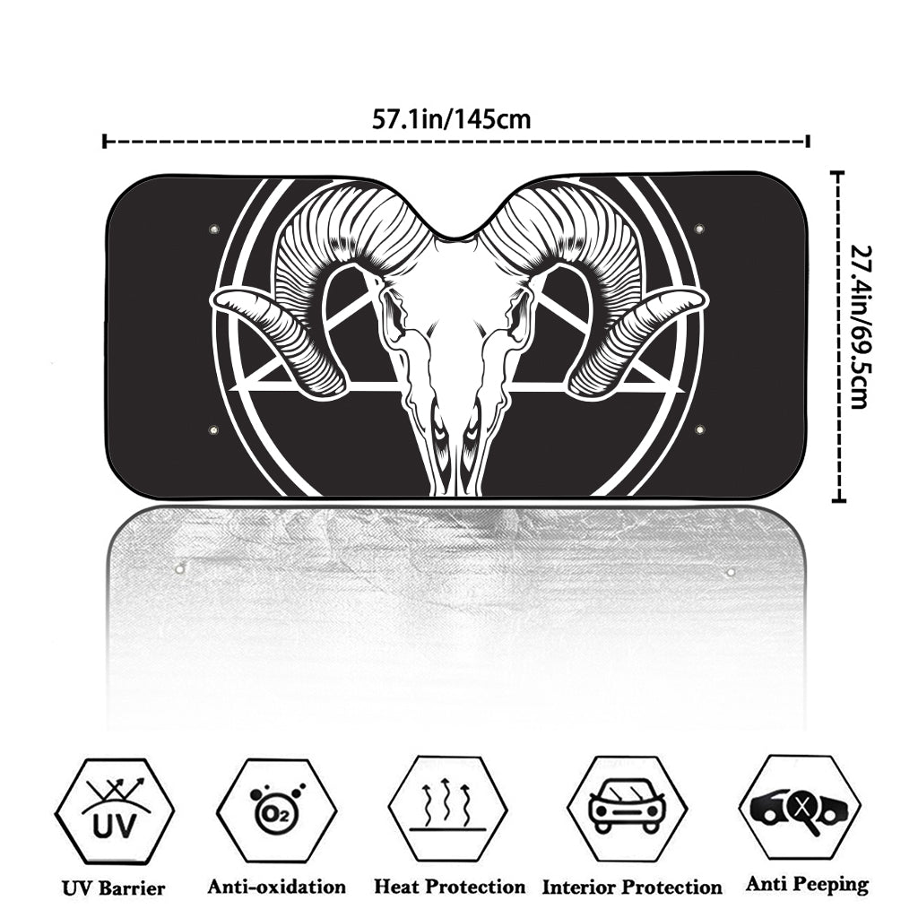 Satan Goat Skull Pentagram Print Car Windshield Sun Shade