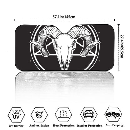 Satan Goat Skull Pentagram Print Car Windshield Sun Shade