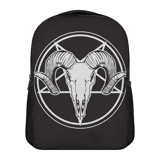 Satan Goat Skull Pentagram Print Casual Backpack
