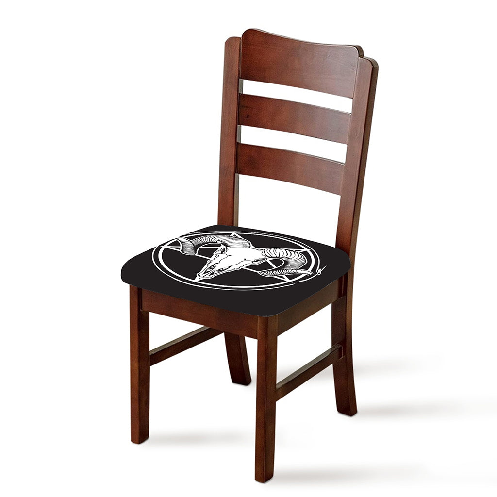 Satan Goat Skull Pentagram Print Chair Cushion Cover