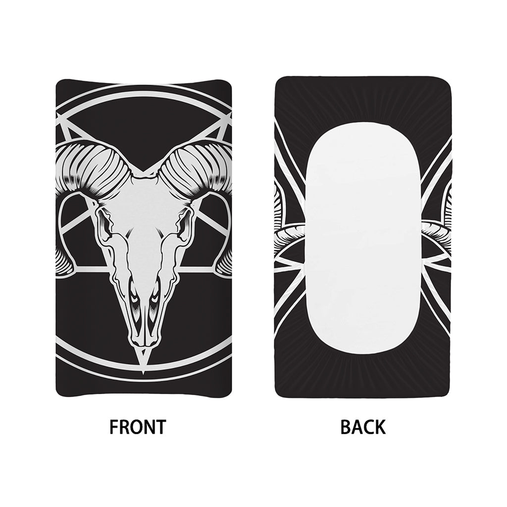 Satan Goat Skull Pentagram Print Changing Pad Cover
