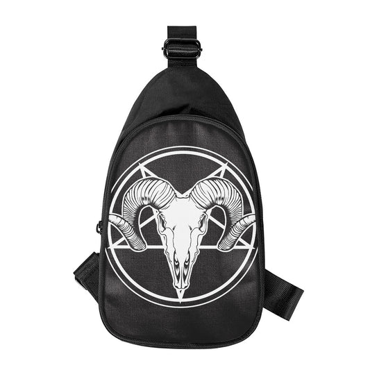 Satan Goat Skull Pentagram Print Chest Bag