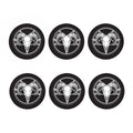 Satan Goat Skull Pentagram Print Coaster Set