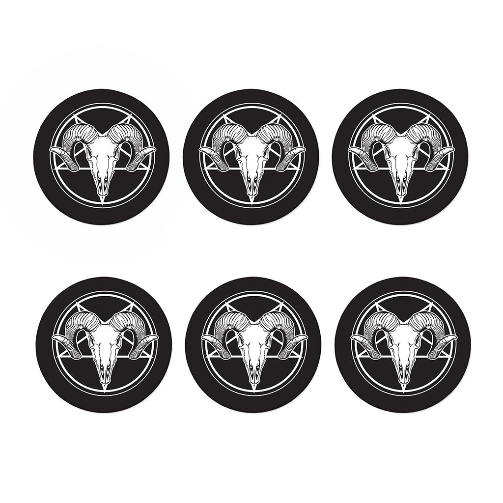 Satan Goat Skull Pentagram Print Coaster Set