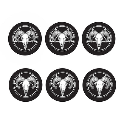 Satan Goat Skull Pentagram Print Coaster Set