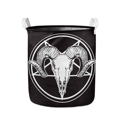 Satan Goat Skull Pentagram Print Collapsible Laundry Basket