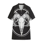 Satan Goat Skull Pentagram Print Cotton Hawaiian Shirt