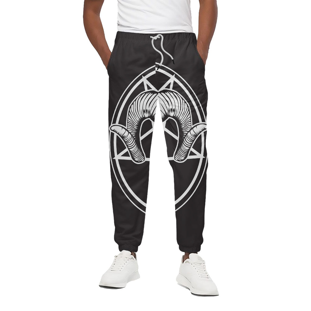 Satan Goat Skull Pentagram Print Cotton Pants