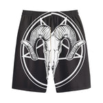 Satan Goat Skull Pentagram Print Cotton Shorts