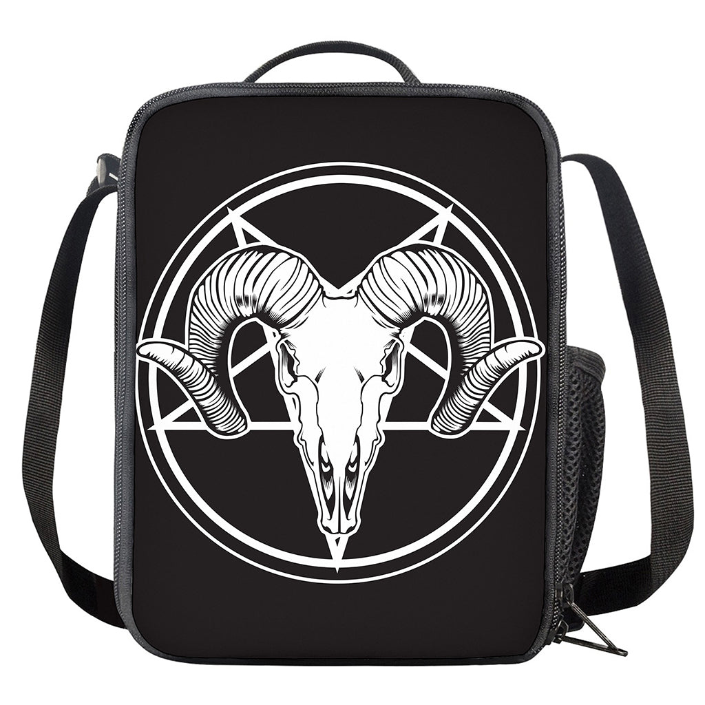 Satan Goat Skull Pentagram Print Crossbody Lunch Bag