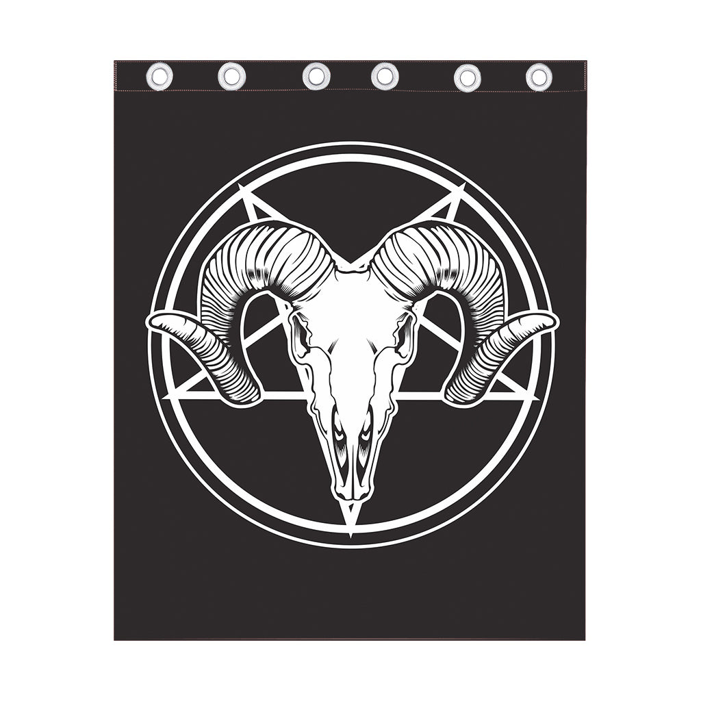 Satan Goat Skull Pentagram Print Curtain