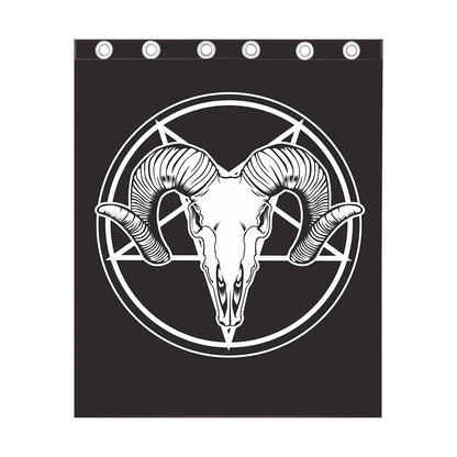 Satan Goat Skull Pentagram Print Curtain