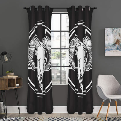 Satan Goat Skull Pentagram Print Curtain