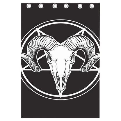 Satan Goat Skull Pentagram Print Curtain