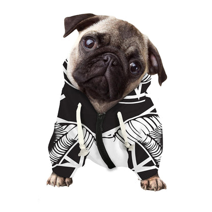 Satan Goat Skull Pentagram Print Dog Zip Up Hoodie