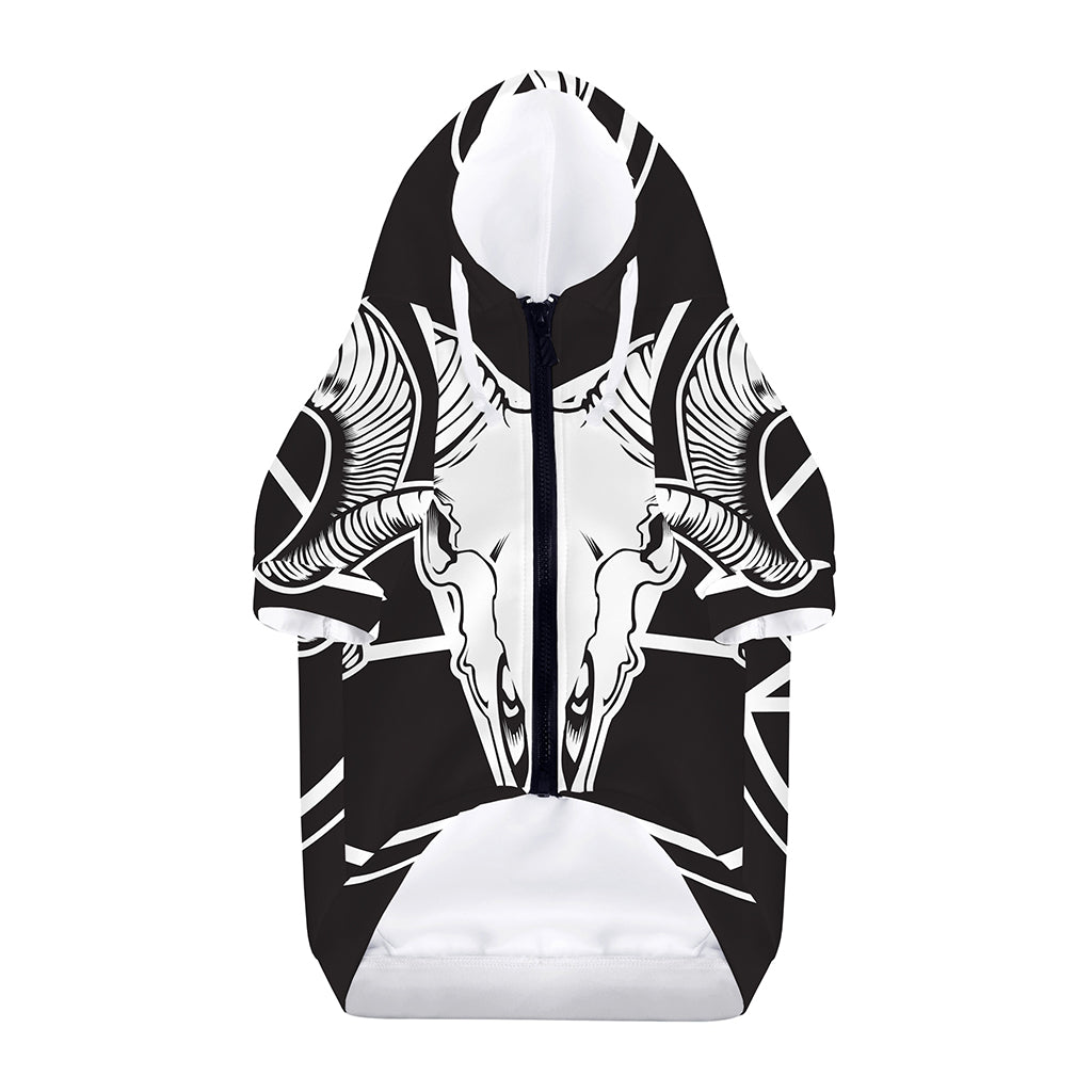 Satan Goat Skull Pentagram Print Dog Zip Up Hoodie