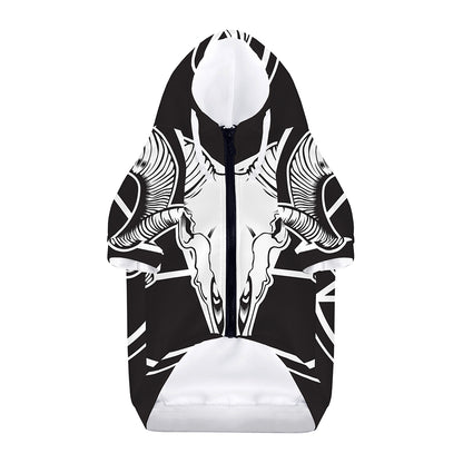 Satan Goat Skull Pentagram Print Dog Zip Up Hoodie