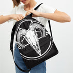 Satan Goat Skull Pentagram Print Drawstring Backpack