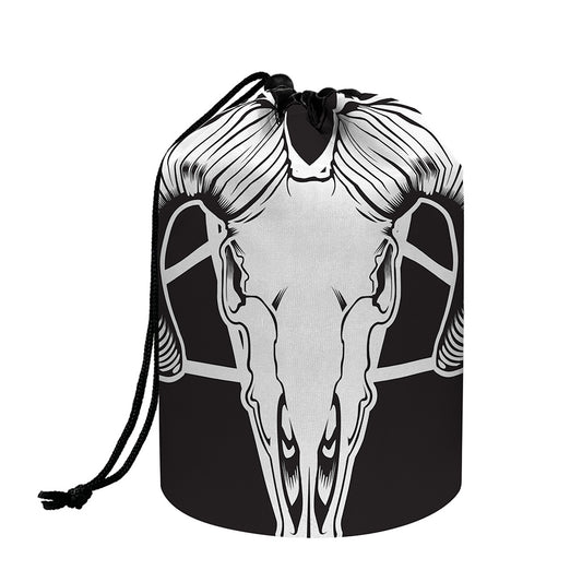Satan Goat Skull Pentagram Print Drawstring Makeup Bag