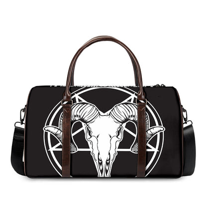 Satan Goat Skull Pentagram Print Duffle Bag