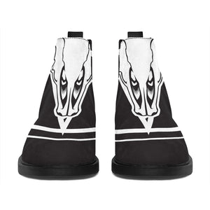 Satan Goat Skull Pentagram Print Flat Ankle Boots